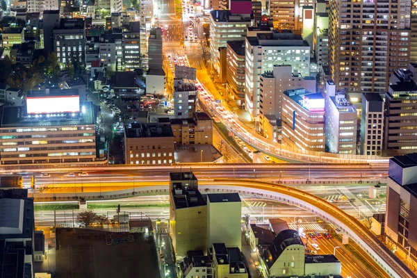 Japonya Nagoya Gecenin Havadan Görünümü — Stok fotoğraf