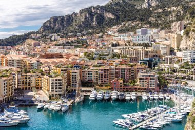 Monaco Fontvieille cityscape Monte Carlo'da, Fransız Rivierası