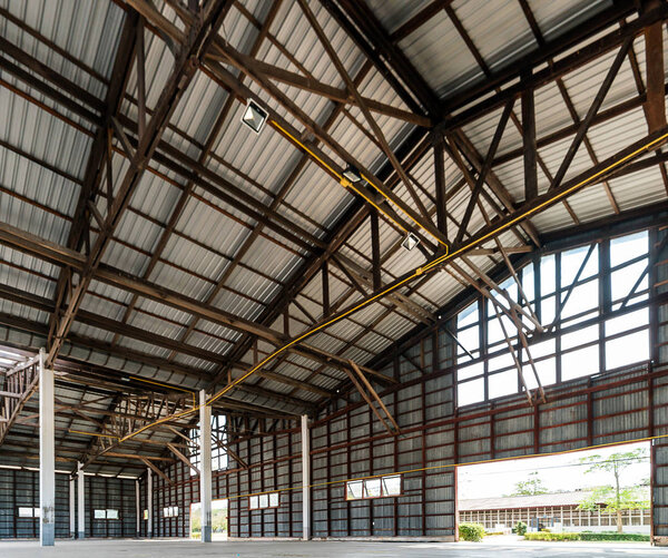 Empty old and rustic hangar building