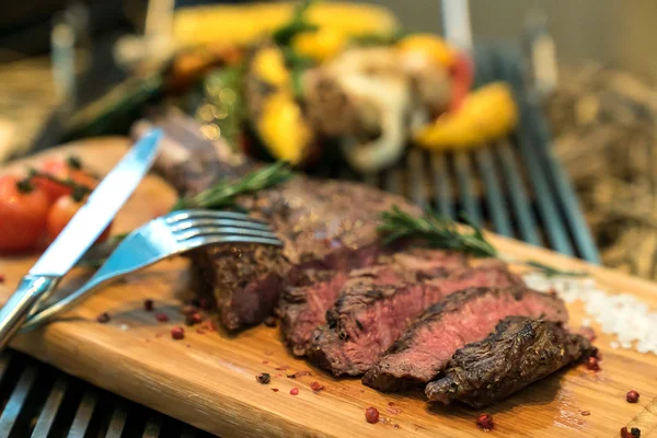 Costela Carne Assada Grelhada Bife Groumet Cozinha Americana — Fotografia de Stock