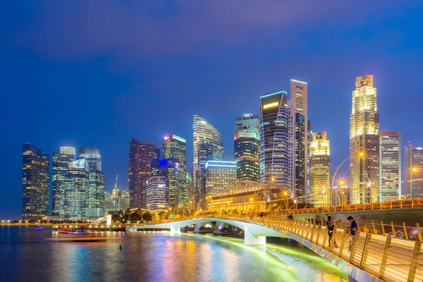 Singapore Downtown Cityscape Modern Skyline City Skyscraper Sunset Marina Bay — Stock Photo, Image