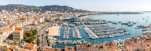 Légi Felvétel Suquet Régi Város Port Vieux Cannes Franciaország Panoráma — Stock Fotó