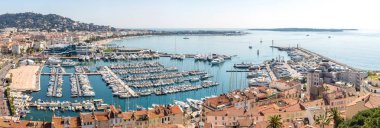 aerial view of Le Suquet old town and Port Le Vieux of Cannes, France clipart