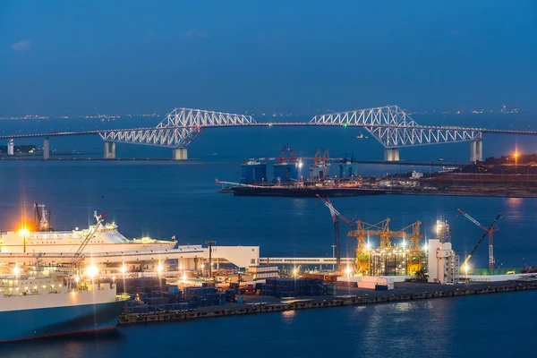 Tokyo Industriehafen Tokio Bucht Mit Torbrücke Japan — Stockfoto