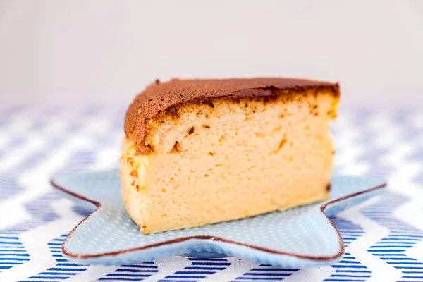 Cheesecake Serve Blue Plate — Stock Photo, Image