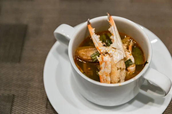 Thai Crab tom yum spicy chowder soup — Stock Image Thai Crab Tom Yum Spicy Chowder Soup Stock Picture