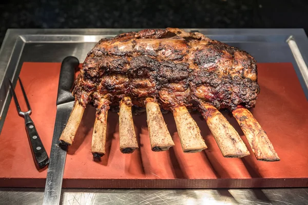 Tallado Carne Vacuno Wagyu Asada Costilla Prime — Foto de Stock