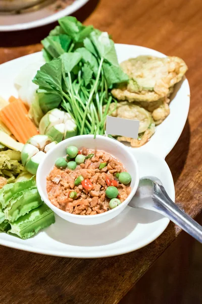 Chilisoße Krabbenpaste Mit Frischem Gemüse — Stockfoto