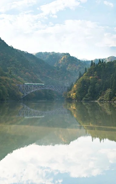 Autumn Fall Foliage Fukushima Bridge Mishima Fukushima Japan — Stock Photo, Image