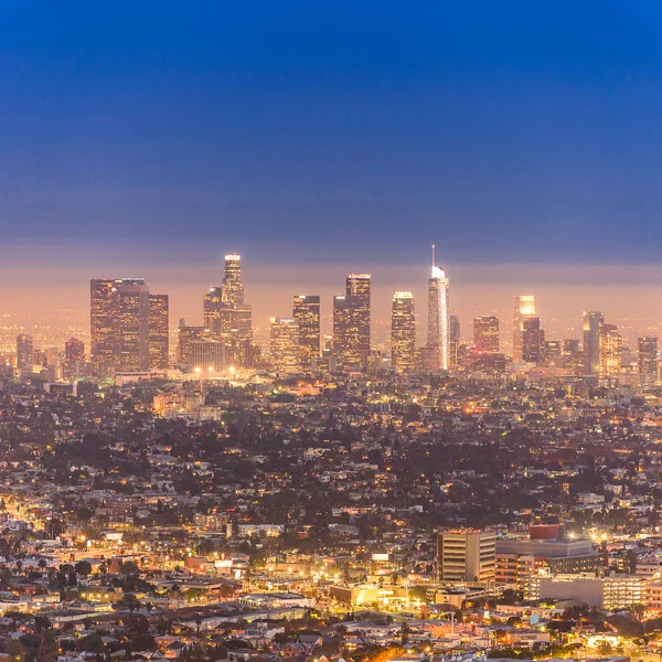 美国加利福尼亚州日落洛杉矶市中心鸟瞰图 — 图库照片