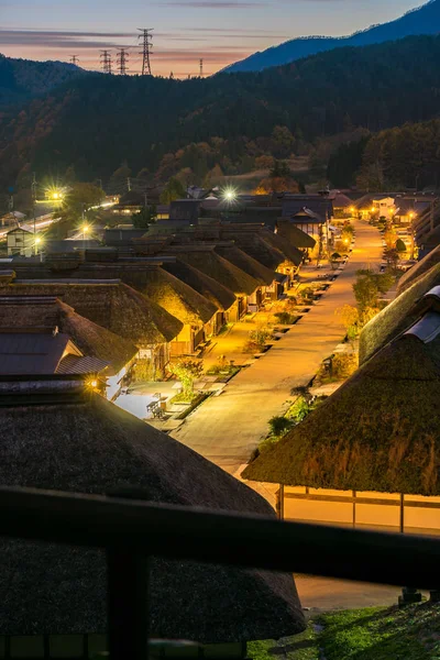 Ouchujuku ancient Village in Japan at night