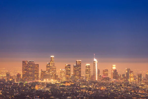 Vista Aérea Los Angeles Downtown Pôr Sol Califórnia Eua — Fotografia de Stock