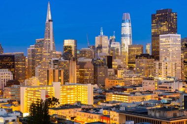 San Francisco, California, ABD batımında downtown San Francisco havadan görünümü.