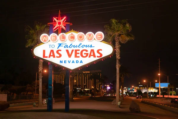Beroemde Las Vegas Sign Nachts Las Vegas City Nevada Verenigde — Stockfoto