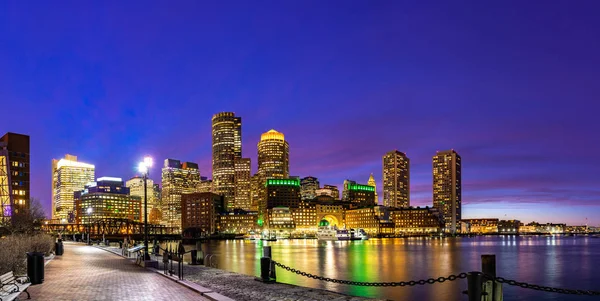 Panorama Boston Downtown Skylines Budynek Gród Zachód Słońca Boston City — Zdjęcie stockowe