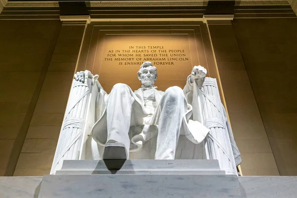 Estatua Conmemorativa Lincoln Washington Usa Por Noche Lincoln Memorial Monumento — Foto de Stock