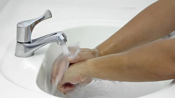 Passos Lavagem Das Mãos Passo Washisng Mão Com Água Sabão — Fotografia de Stock