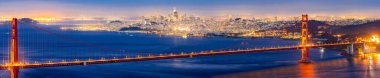 Panorama Sunset Golden Gate Köprüsü Güzel şehir manzaralı San Francisco gökdeleni Kuzey Kaliforniya ABD, Amerika Birleşik Devletleri Seyahat Hedefi ve şehir manzarası konsepti.