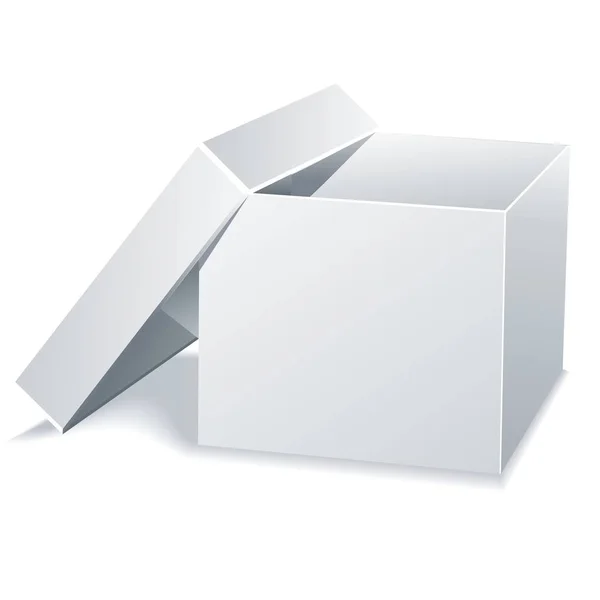 Colección de diseño de cajas planas abiertas. Objeto blanco sobre fondo blanco, ilustración vectorial — Vector de stock