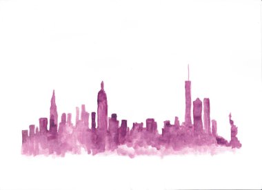 Bir new York pembe suluboya manzarası