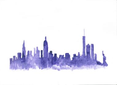 New york şehrinin suluboya manzarası 