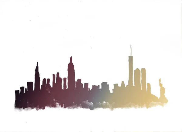 Aquarel skyline van new york city — Stockfoto