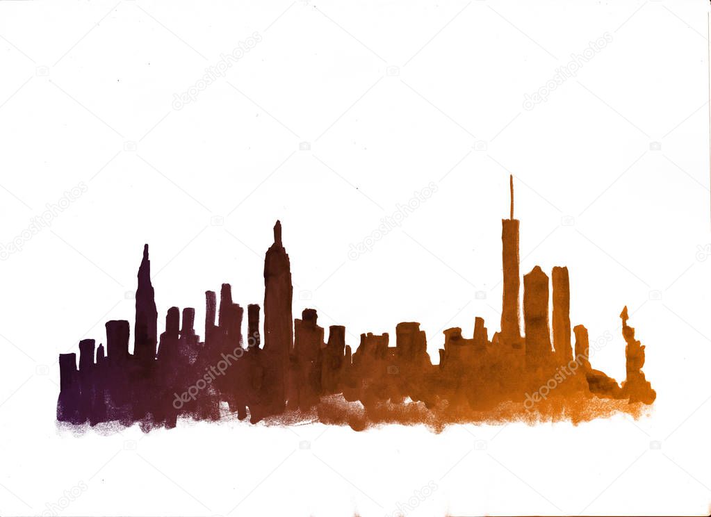 Watercolor skyline of new york city 