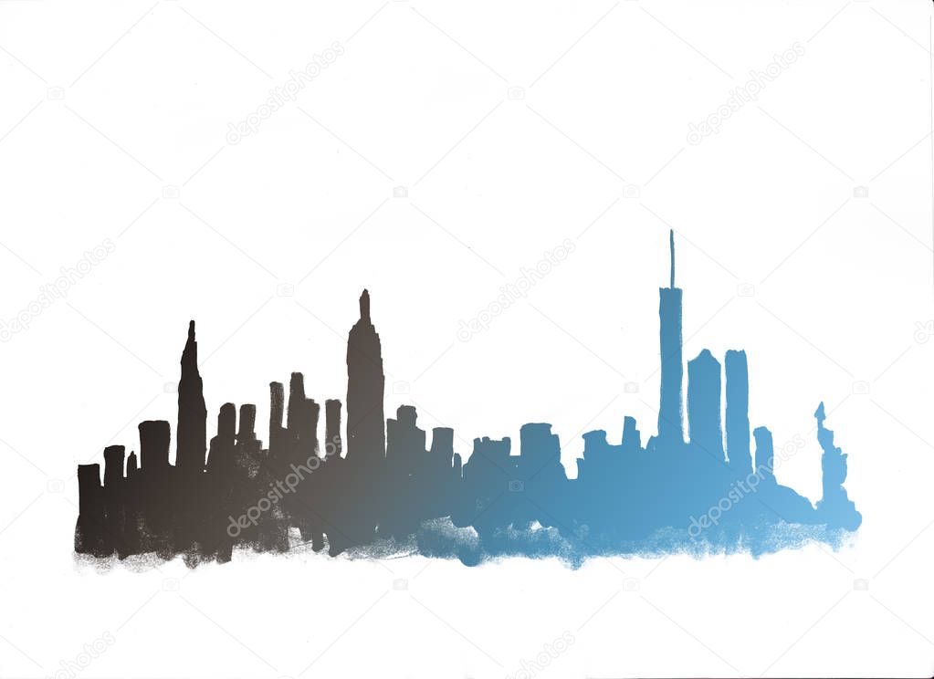 Watercolor skyline of new york city 