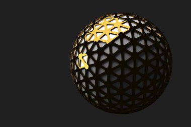 Siyah arka plan üzerine soyut 3d render