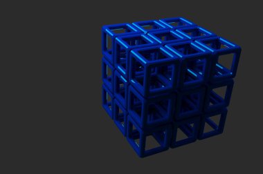 Siyah arka plan üzerine soyut 3d render