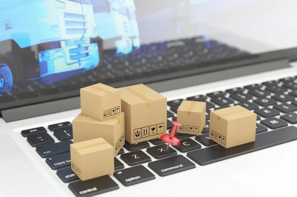 Cardboard boxes on white background 3d illustration — Stock Photo, Image