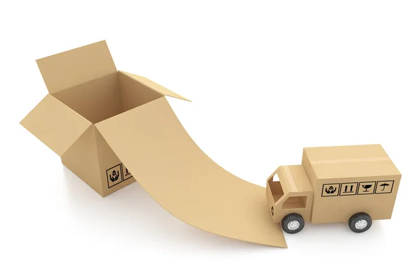 Cardboard Boxes White Background Illustration — Stock Photo, Image