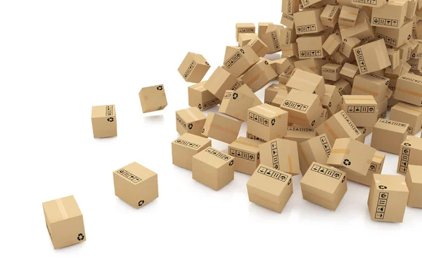 Cardboard Boxes White Background Illustration — Stock Photo, Image
