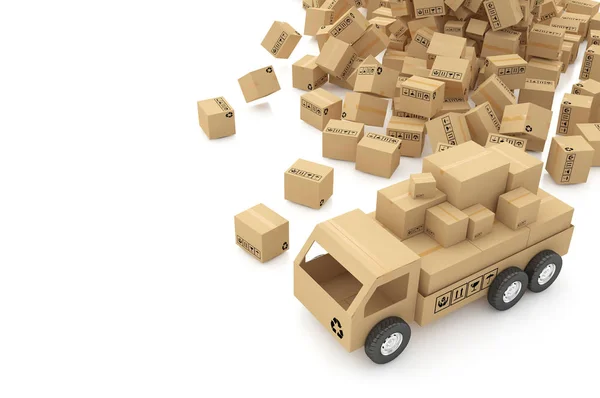 Cardboard Boxes White Background Illustration — Stock Photo, Image