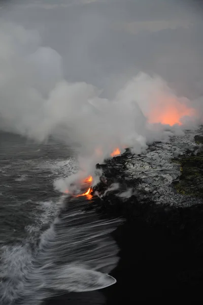 Ingresso Lava Nell Oceano Big Island Hawaii — Foto Stock