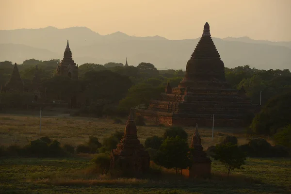 Pagodas Bagan Atardecer — Foto de Stock