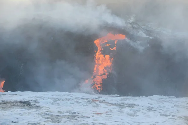 Láva Áramlási Csendes Óceán Big Island Hawaii — Stock Fotó