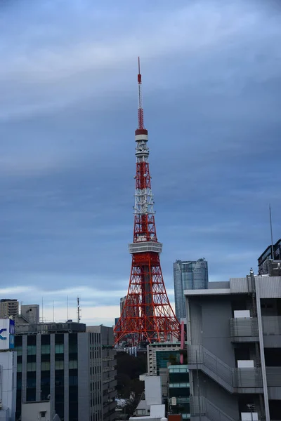 Tokyo Tower Pochmurnego Nieba — Zdjęcie stockowe