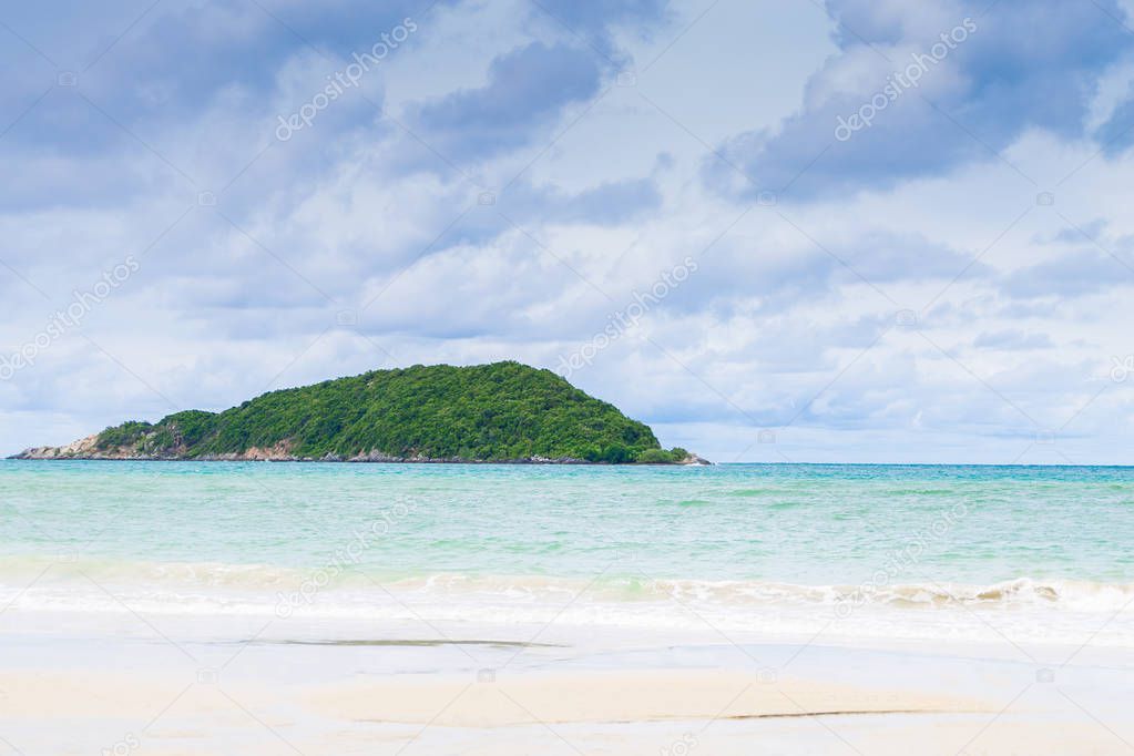 Tropical beach and sea on blue sky 