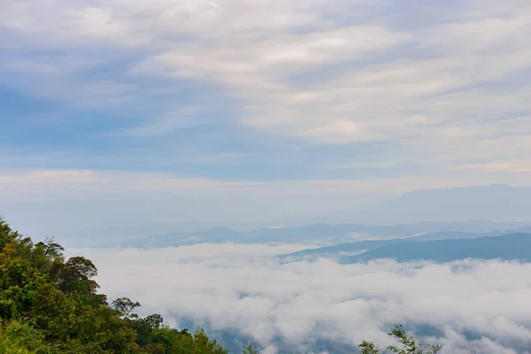 Beautiful cloudy weather in mountains, cloudy and fog