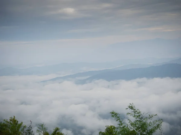 Beautiful cloudy weather in mountains, cloudy and fog