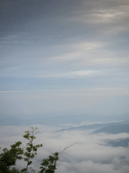 Beautiful cloudy weather in mountains, cloudy and fog