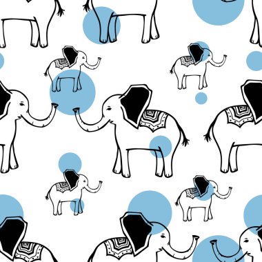 El sorunsuz vektör yaz desen mürekkep filler mavi daireler beyaz zemin üzerine çizilmiş. Moda, duvar kağıdı, günlük kaydı, logo, tasarım, marka kavramı