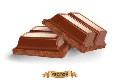 Kırık çikolata bar gerçekçi vektör çizim