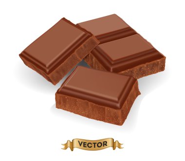 Kırık çikolata bar gerçekçi vektör çizim
