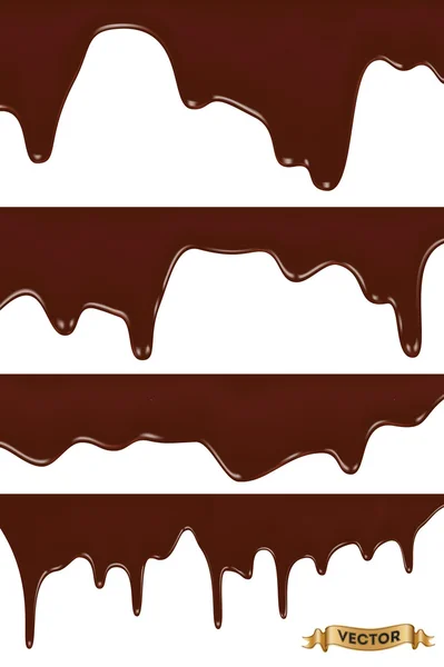 Zestaw z Melted czekolada kapie na białym tle — Wektor stockowy