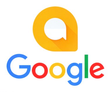 Google ve Allo logolar beyaz kağıda basılmış