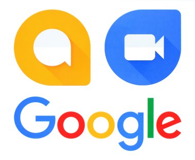 Google, Allo ve Duo logolar beyaz kağıda basılmış
