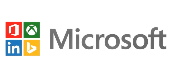 Microsoft and its own brands on white paper — Stock Photo, Image