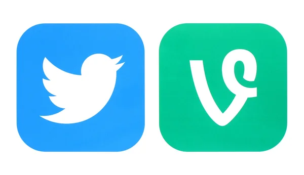 Twitter-ikonen och Vine ikoner — Stockfoto